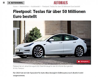 Fleetpool: Teslas für über 50 Millionen Euro bestellt.